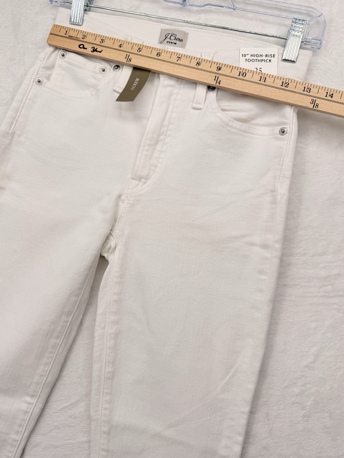 J Crew High Rise Toothpick Jeans 25 White Raw Hem 10” Womens Denim New NWT