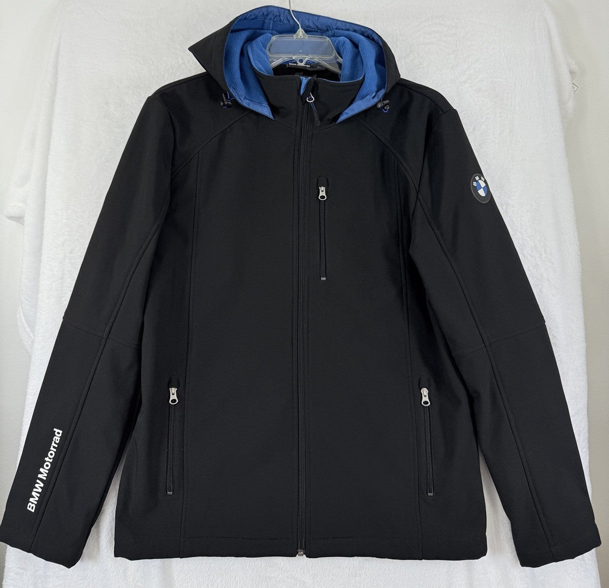 BMW Motorrad Jacket Men 48 Medium Softshell Black Hooded Motorcycle