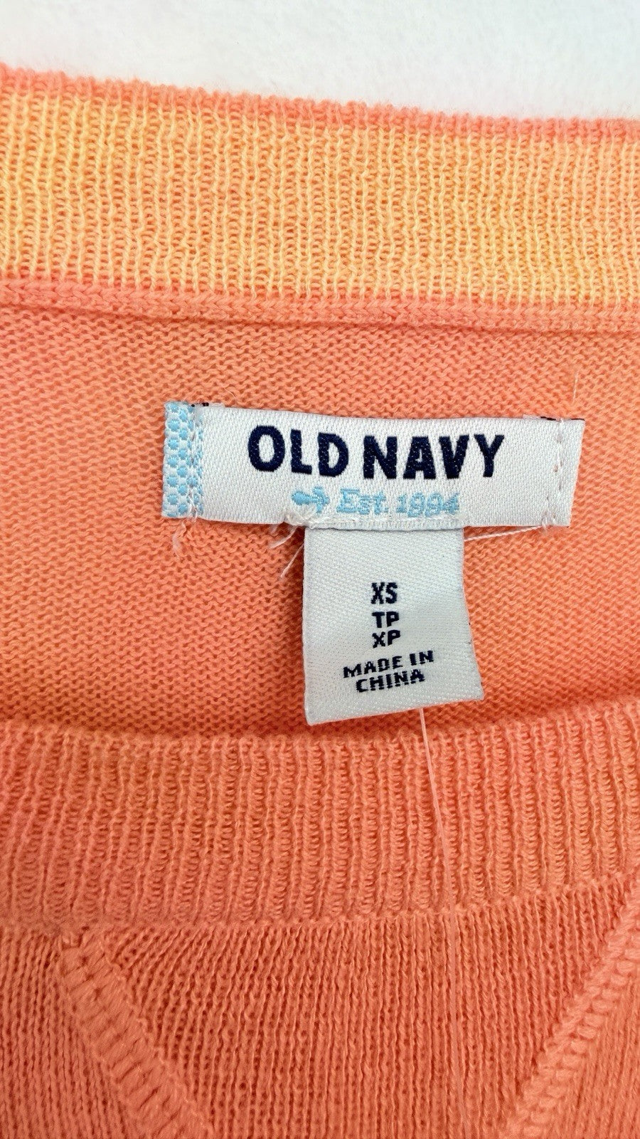Old Navy Sweater XS Womens 100% Cotton Long Roll Tab Sleeve Orange New NWT