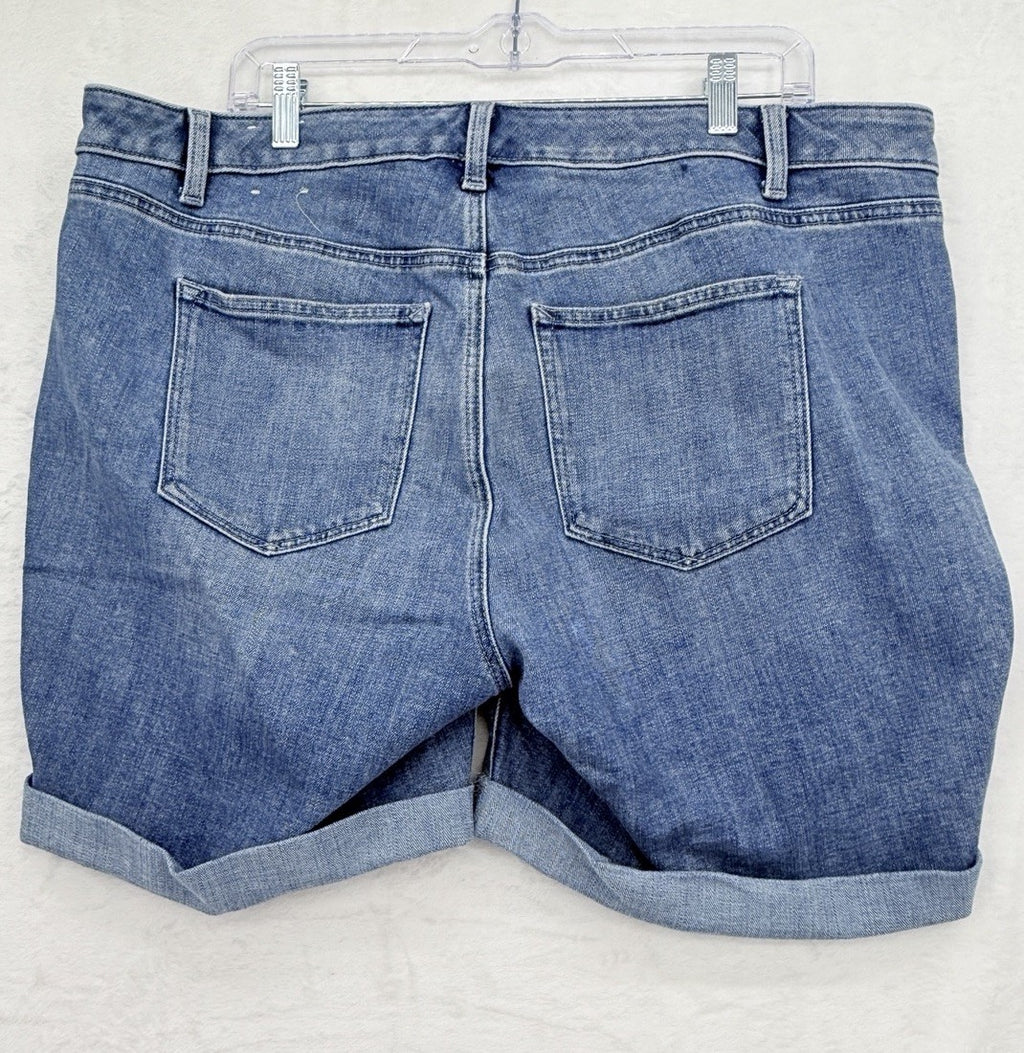 Talbots Girlfriend Denim Shorts 16W Petite Jean Blue Roll Hem 16WP Womens