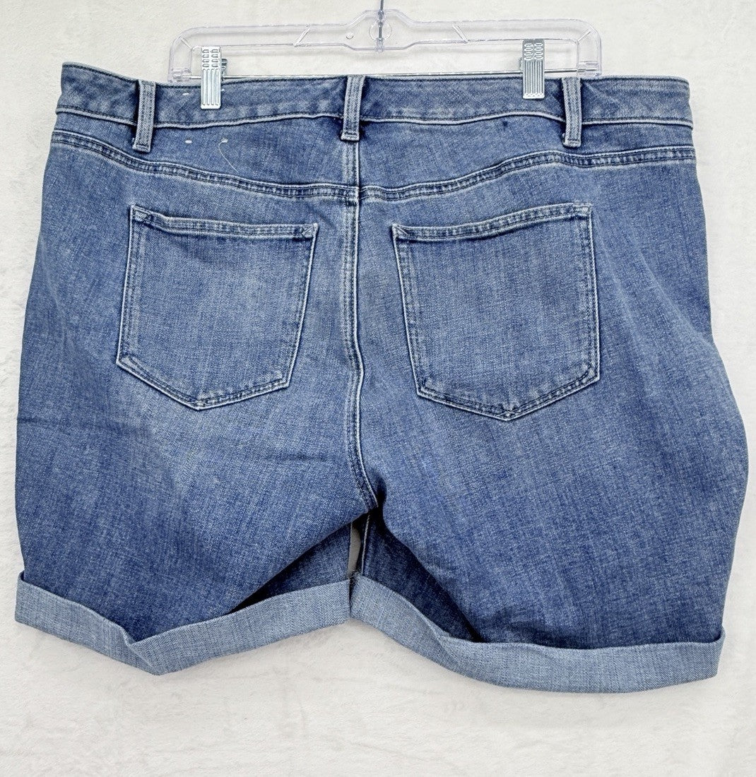 Talbots Girlfriend Denim Shorts 16W Petite Jean Blue Roll Hem 16WP Womens
