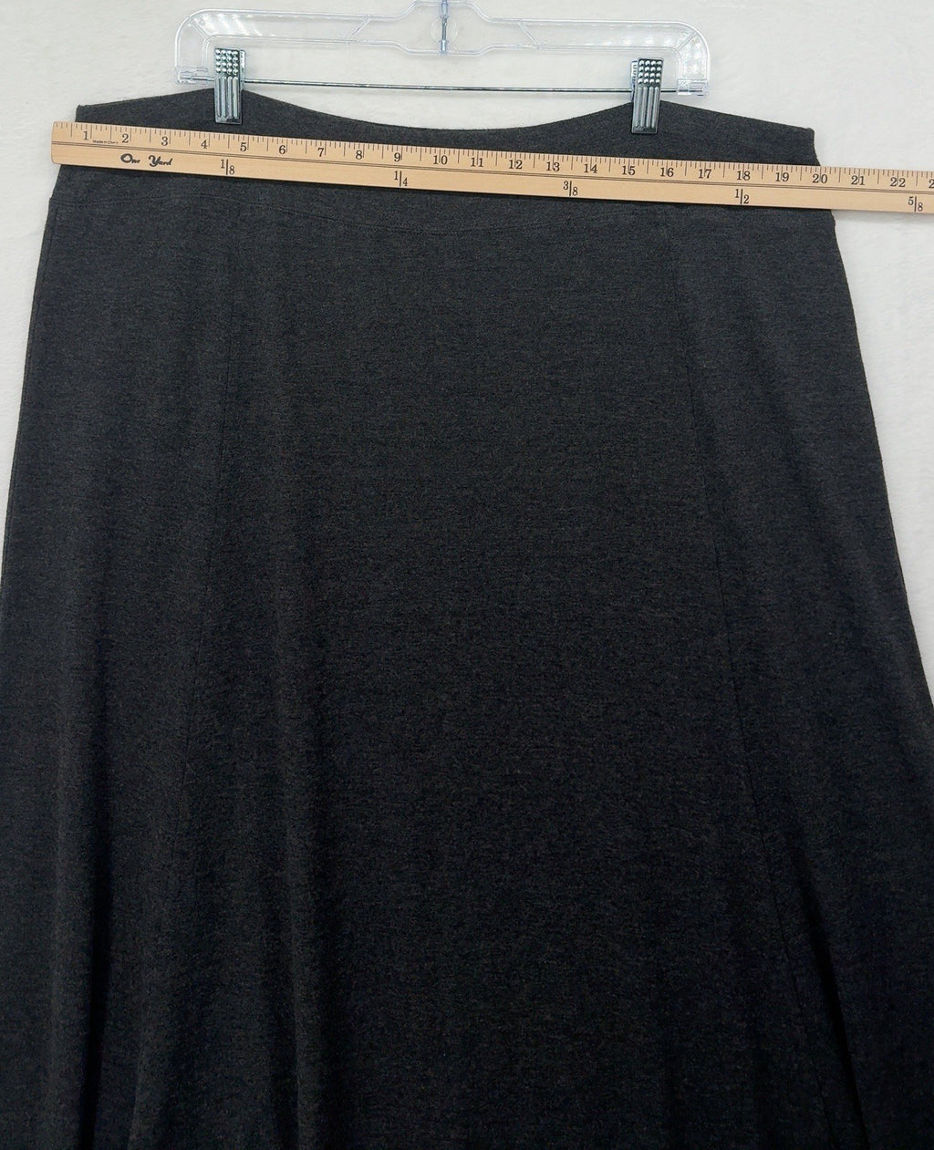 J Jill XL Midi Skirt A Line Knit Charcoal Gray Pull On Stretch Womens