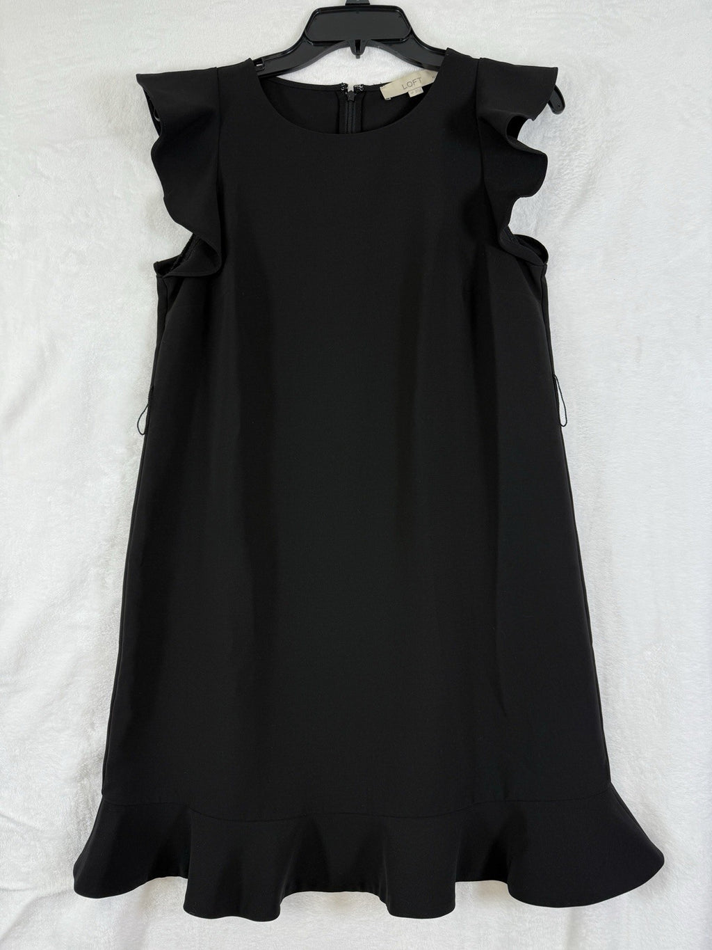 Ann Taylor LOFT Dress 4 Petite S Hi pet Black Ruffle Sleeve A-Line Shift Womens