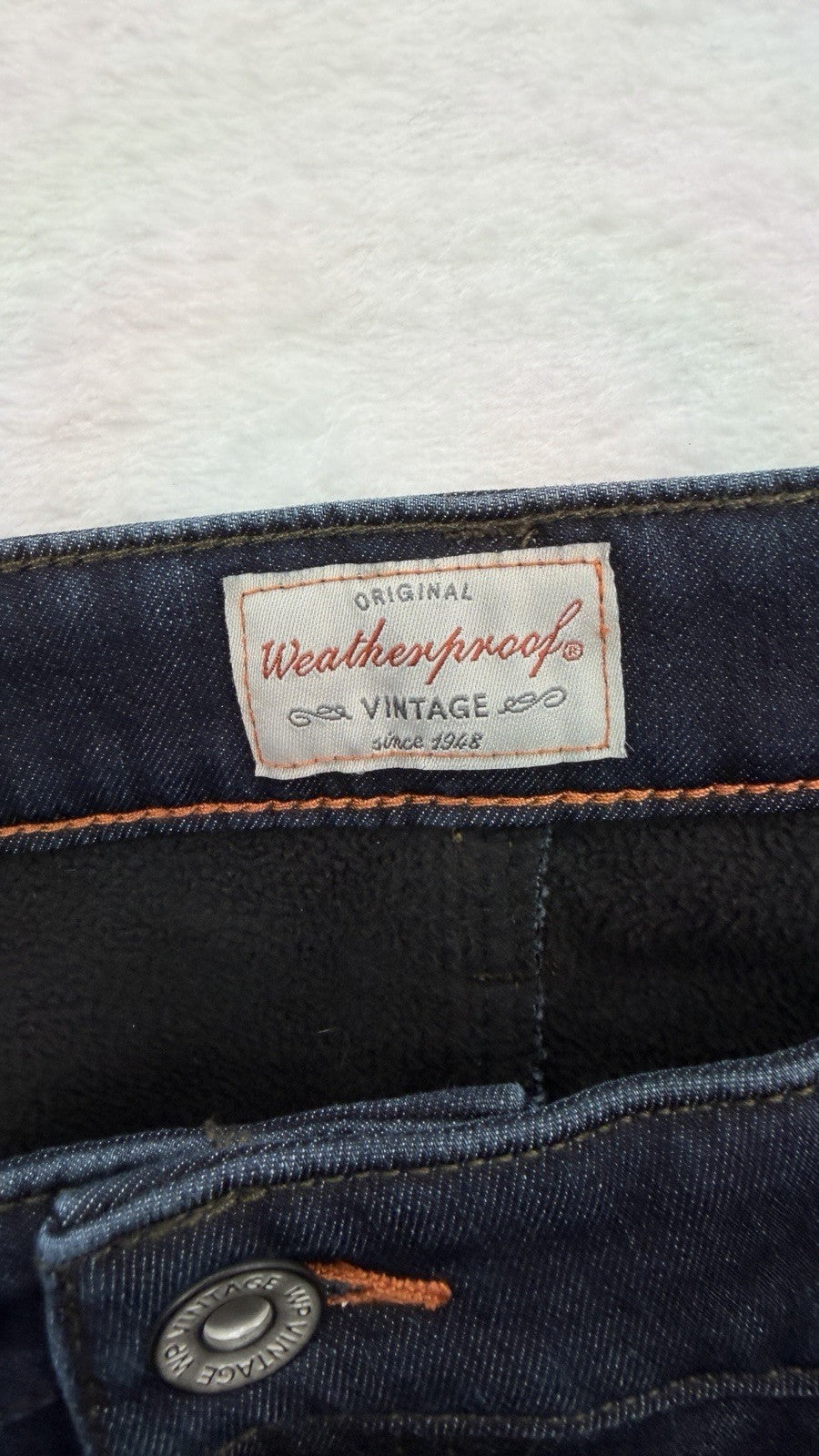 Weatherproof Vintage Fleece Lined Jeans 40x34 Men’s Dark Blue Straight Leg New