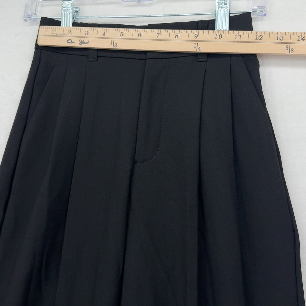 GU Uniqlo Pleated Wide Leg Pants XS Womens Black High Rise New NWT