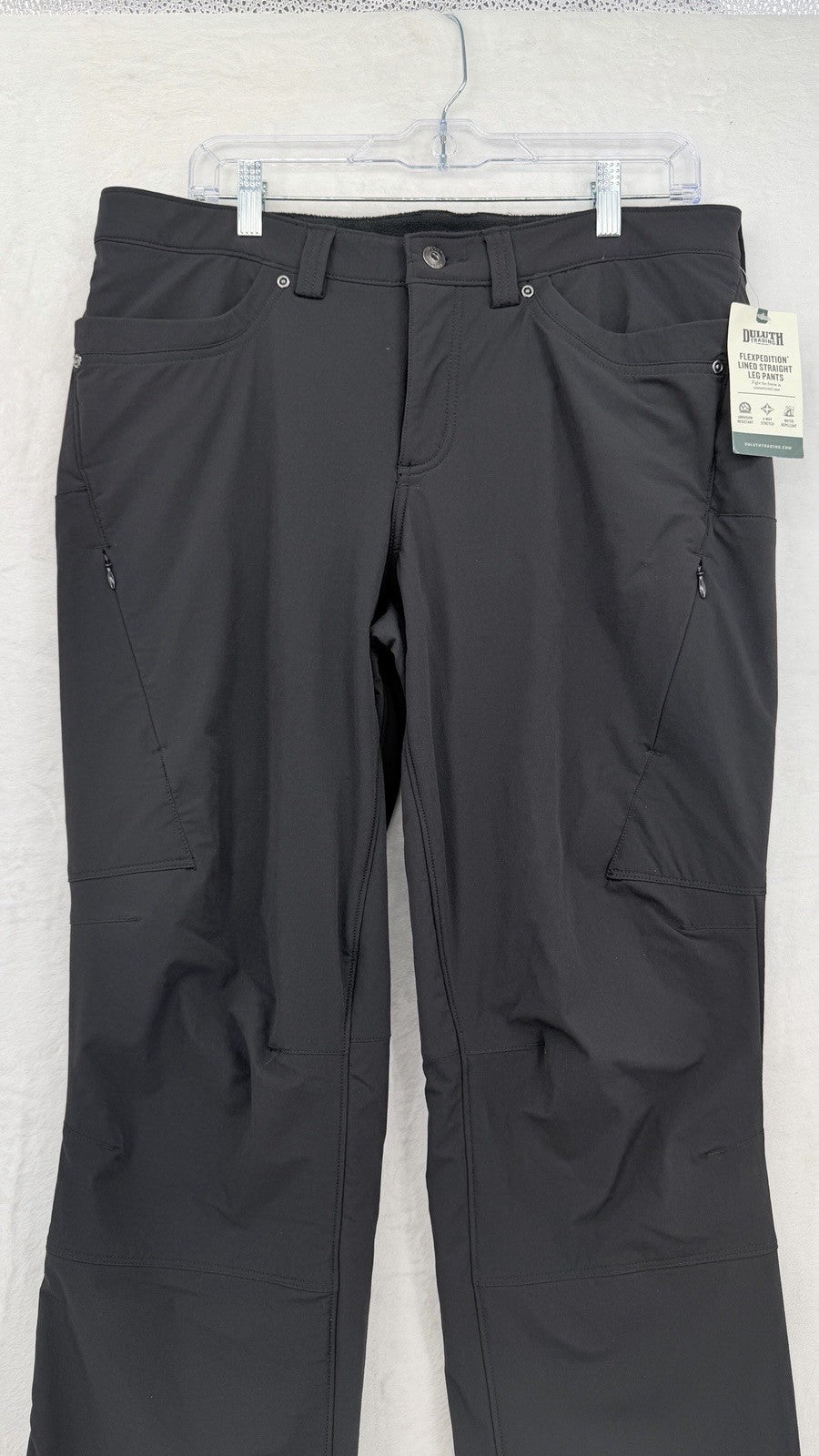 Duluth Trading Flexpedition Pants Womens 12 Black 12x29 Fleece Lined New NWT