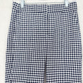J Crew Hayden Kickout Crop Pants 0 Navy Blue Gingham Stretch Linen Womens