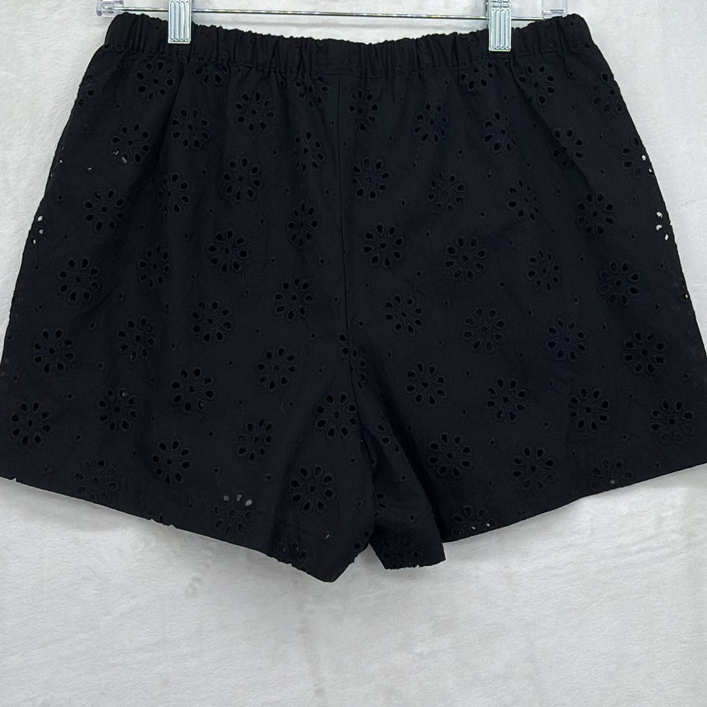 Gap Body XS Pajama Shorts Womens Black Eyelet Cotton Poplin PJ Sleep New NWT