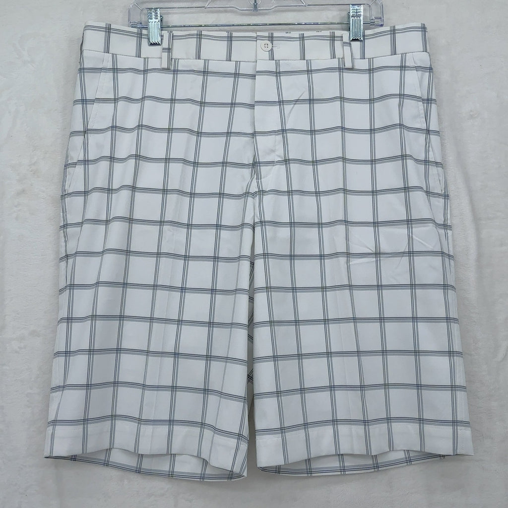 Nike Golf Shorts 36 Mens White Gray Plaid Performance Stretch 11”