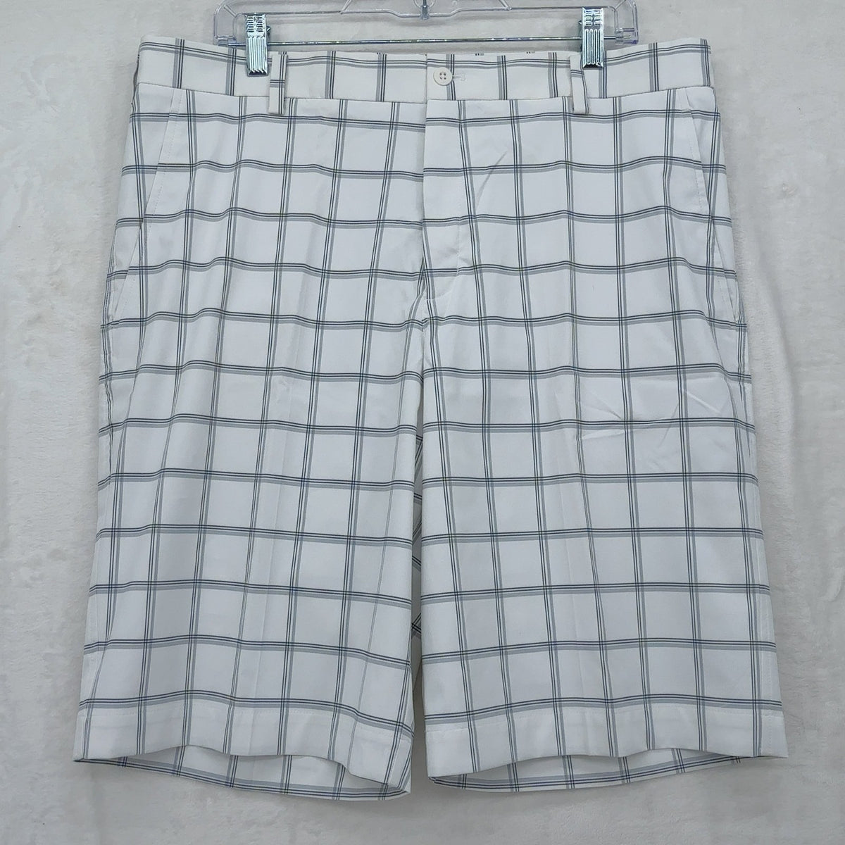 Nike Golf Shorts 36 Mens White Gray Plaid Performance Stretch 11”