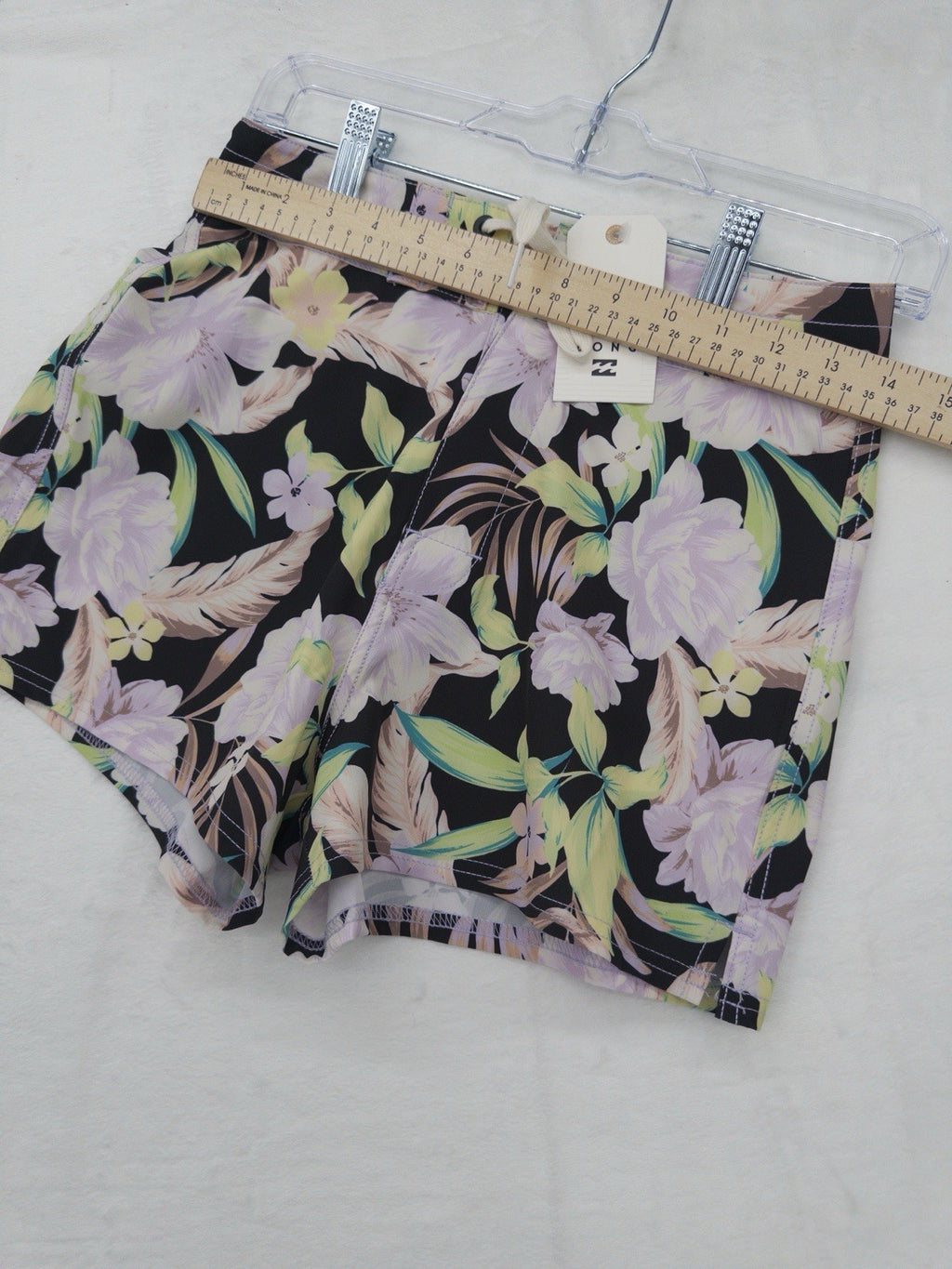 Billabong Womens Board Shorts Small Black Floral Shadow Tropic Swim Bottoms New