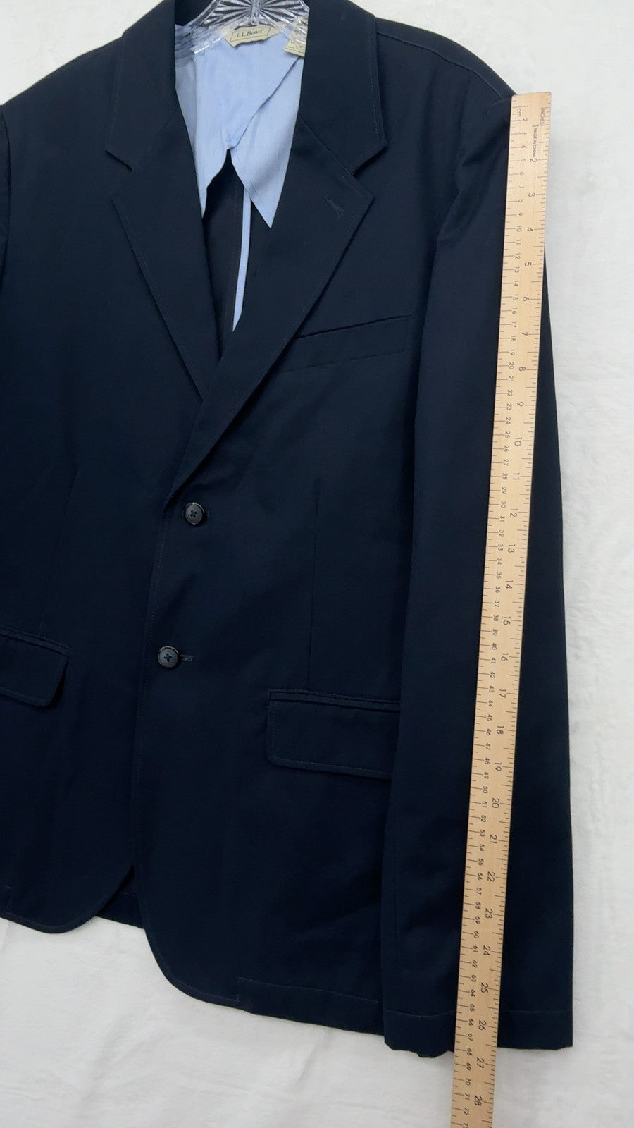 LL Bean Blazer 42R 100% Cotton Jacket  Navy Blue 2 Button Mens Sportcoat
