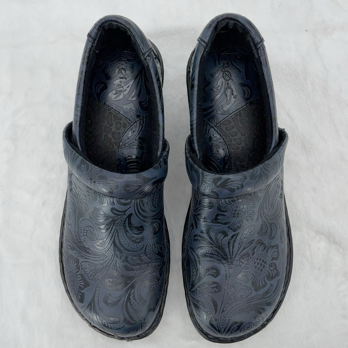 BOC Clogs Size 8 Womens Blue Floral Slip On Shoes B.O.C. 8M