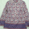 J Crew Top XXS Iris Block Print Popover Tunic Long Sleeve Floral Print Cotton