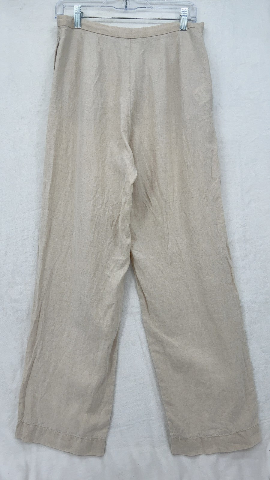 Eddie Bauer 100% Linen Pants 12 Womens Beige Tan Straight Leg