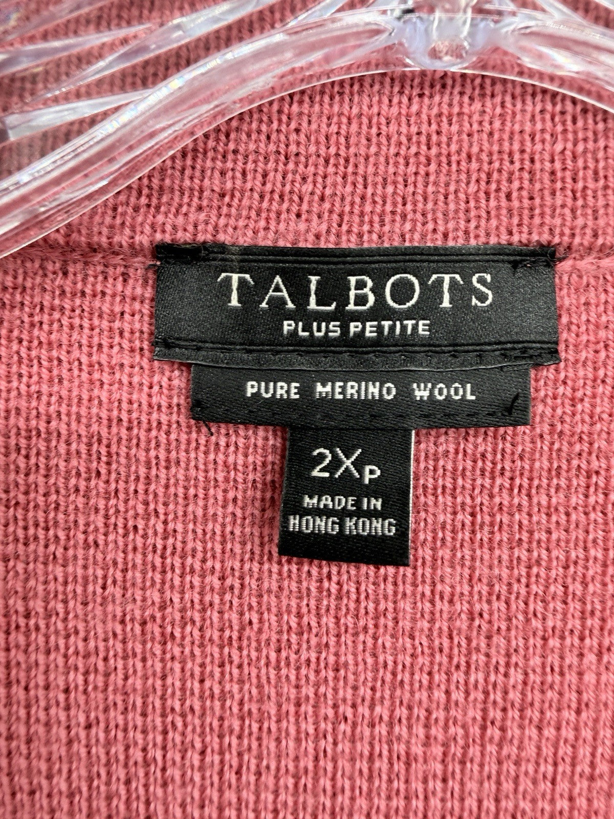Talbots Sweater Jacket 2X Petite 2XP Pink 100% Merino Wool Blazer Knit Women