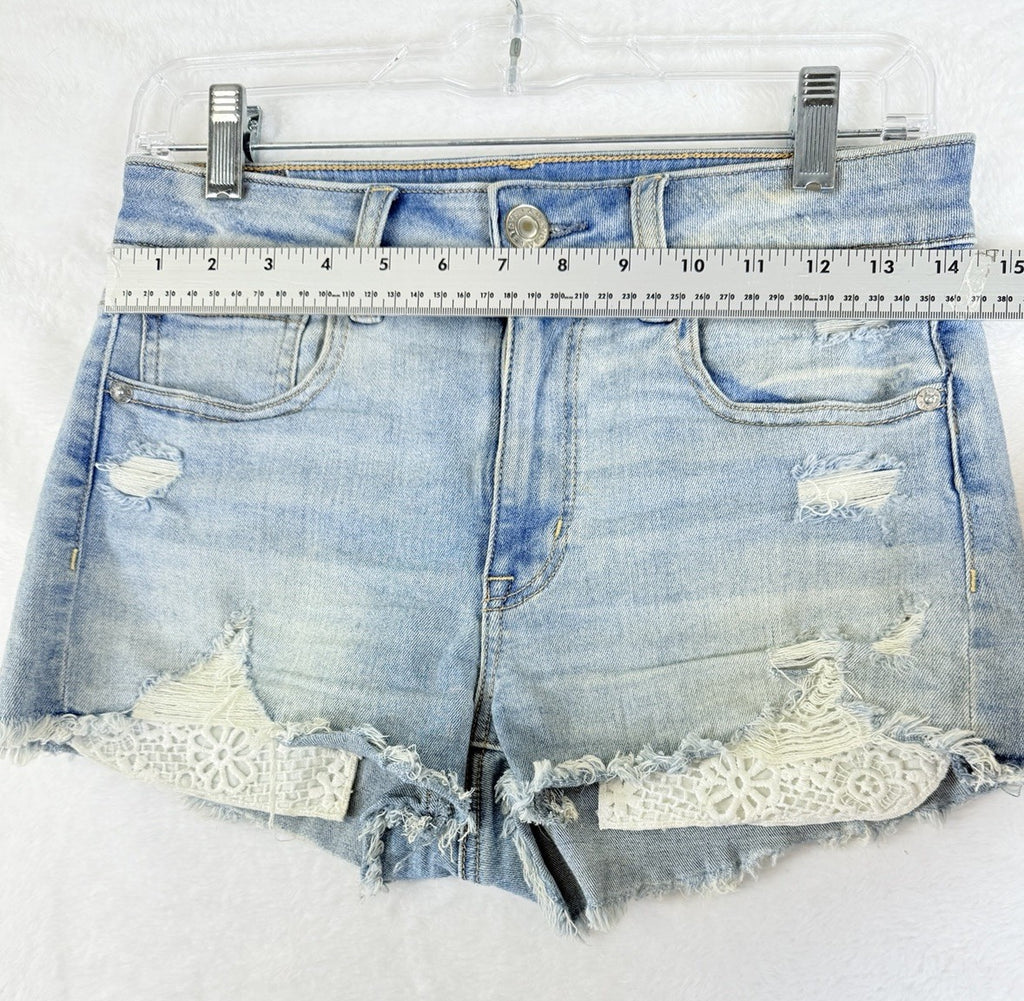 American Eagle High Rise Shortie 6 Shorts Womens Light Blue Denim Short
