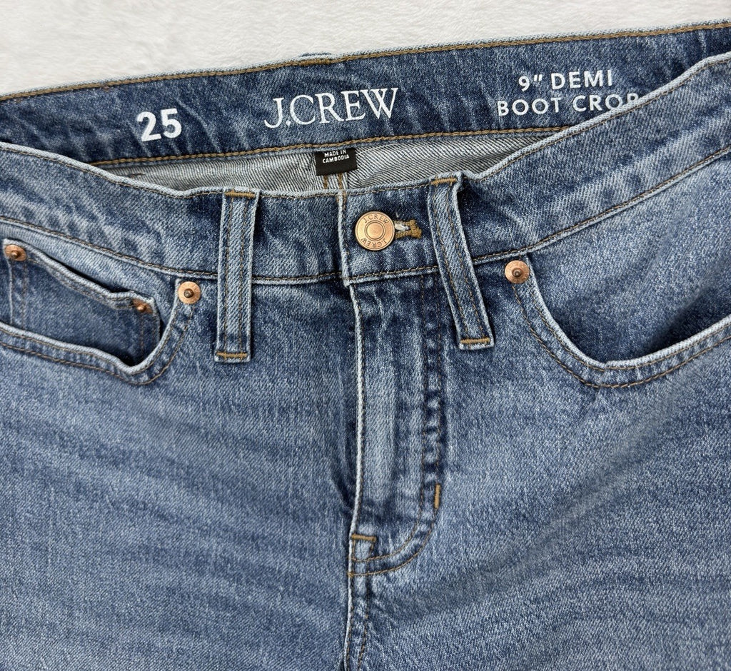 J Crew Demi Boot Crop Jeans 25 Womens Lot 2 Pairs Blue Mid Rise Denim
