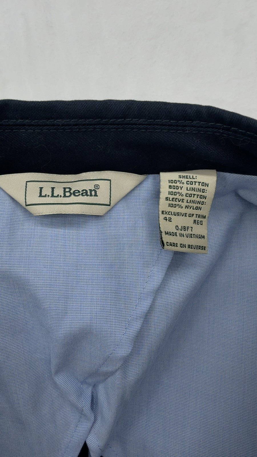 LL Bean Blazer 42R 100% Cotton Jacket  Navy Blue 2 Button Mens Sportcoat