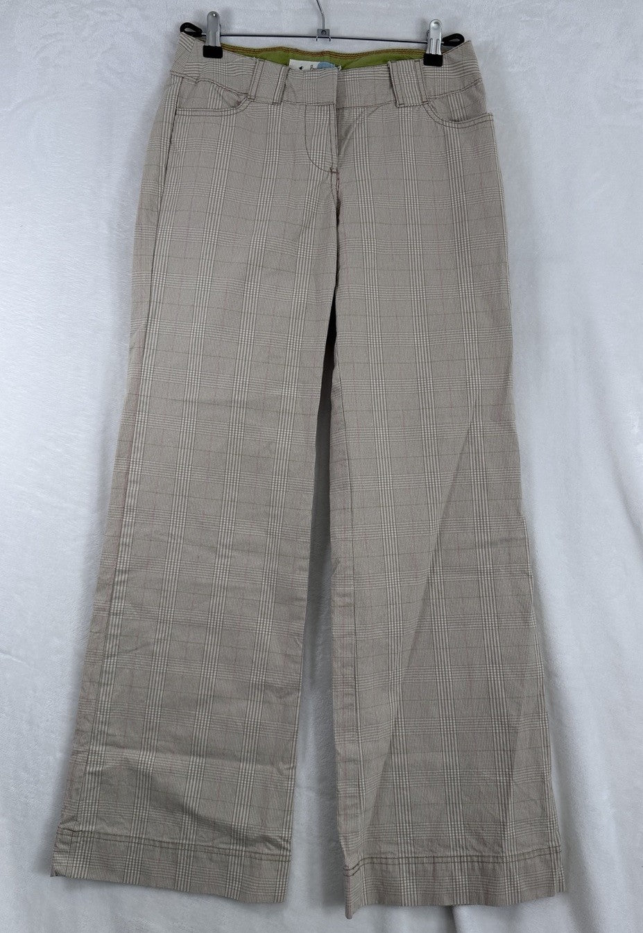 Boden Plaid Pants US 4 UK 8 Tan Straight Leg Womens