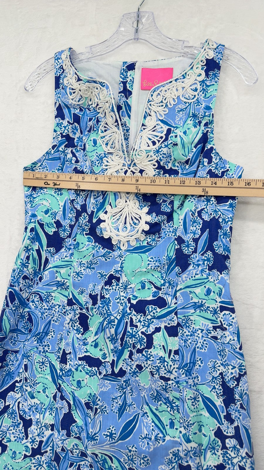 Lilly Pulitzer Gabby Shift Dress 4 Womens Blue Koalafications Print Sleeveless