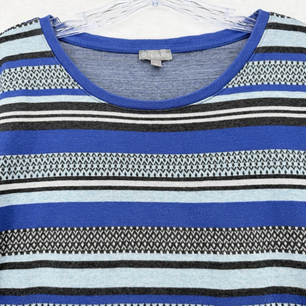 T By Talbots Top Medium Sweatshirt Pullover Blue 100% Cotton Long Sleeve Women’s