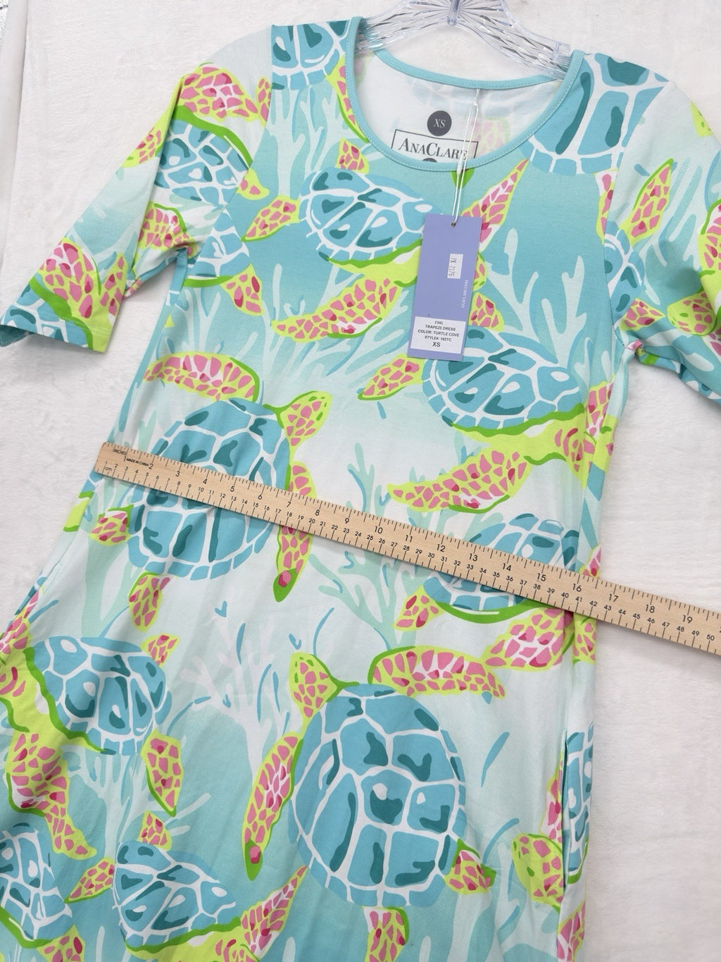 AnaClare Dress XS Knit Trapeze Sea Turtle Print Womens Ana Clare Claire New NWT