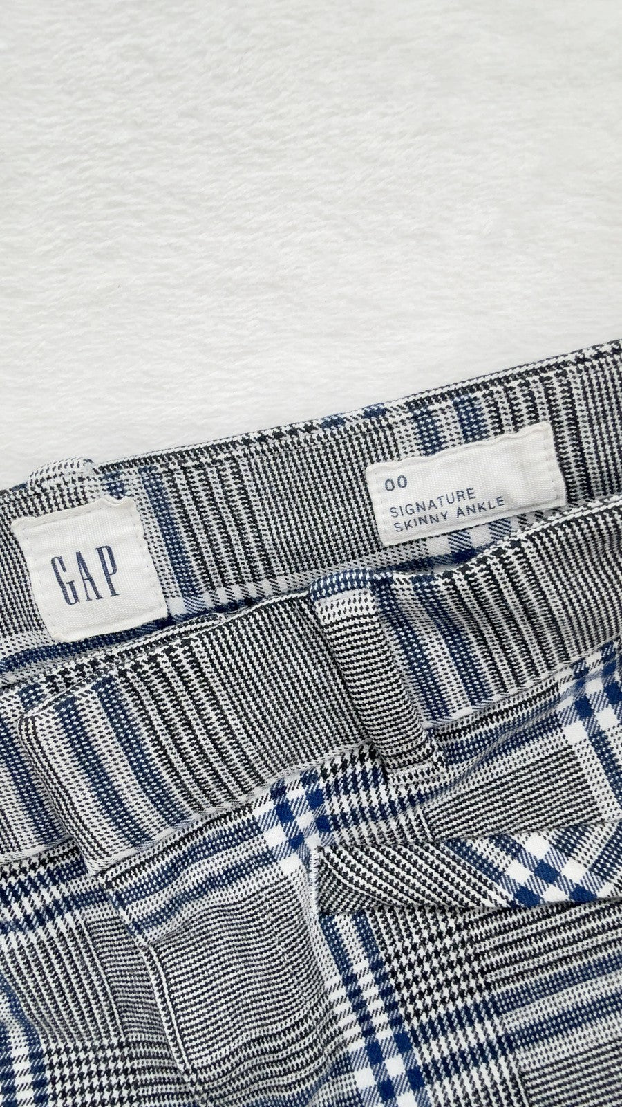 Gap Signature Skinny Ankle Pants 00 Womens Gray Blue Plaid