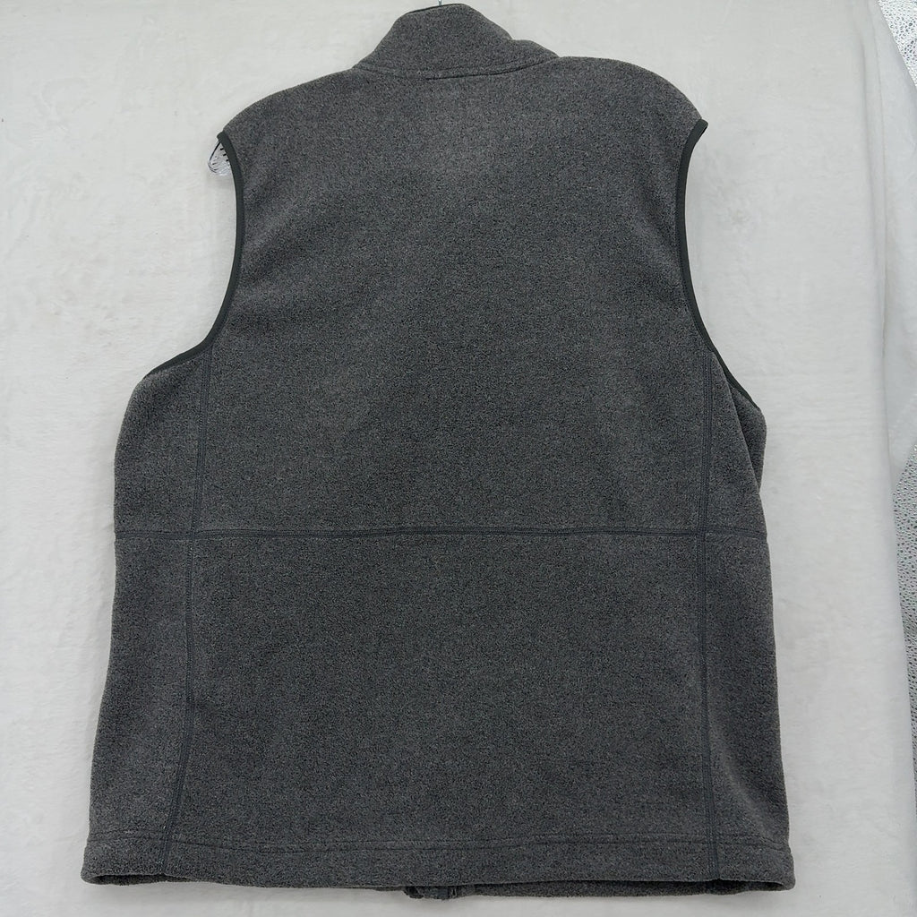 LL Bean Classic Zip Fleece Vest Large Mens Gray Full Zip Mock Neck