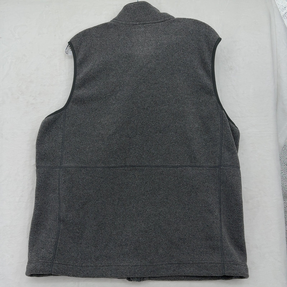 LL Bean Classic Zip Fleece Vest Large Mens Gray Full Zip Mock Neck