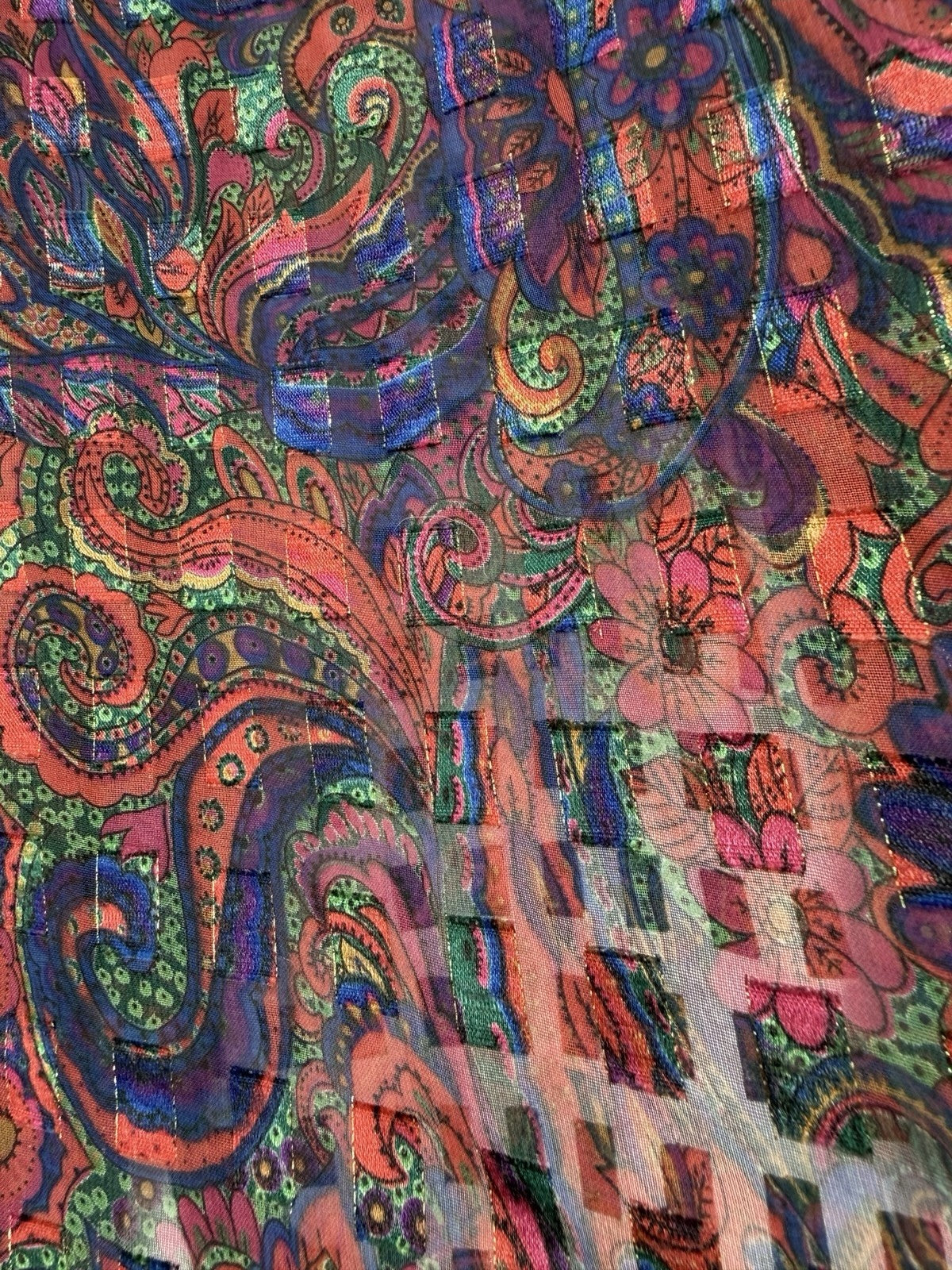 Vintage Victoria's Secret Gold Label Large Purple Paisley Sheer Top 80s Pajama