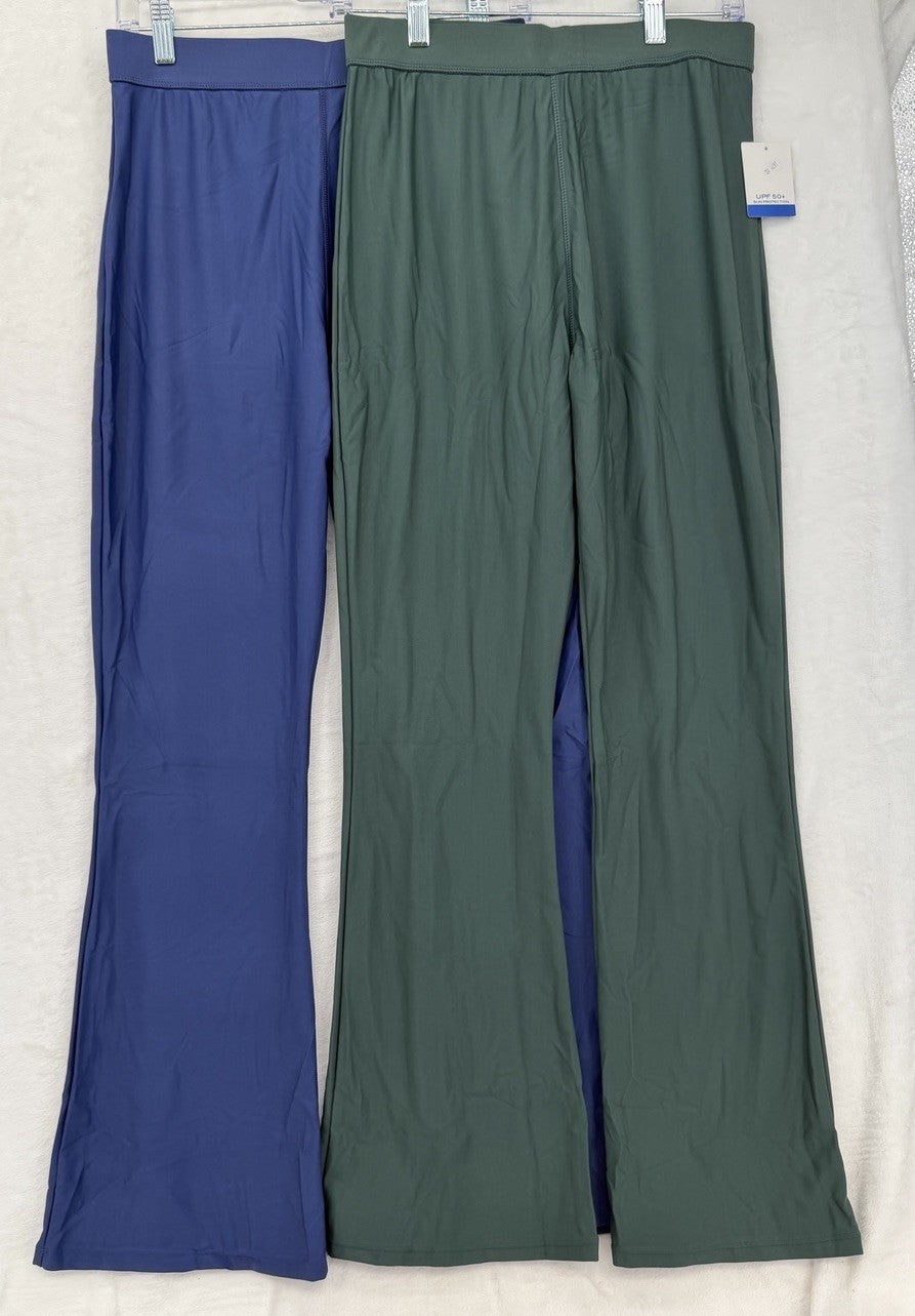 Womens Sun Protection Pants Small Pull On Flare Blue Green Lot UPF 50+ New NWT