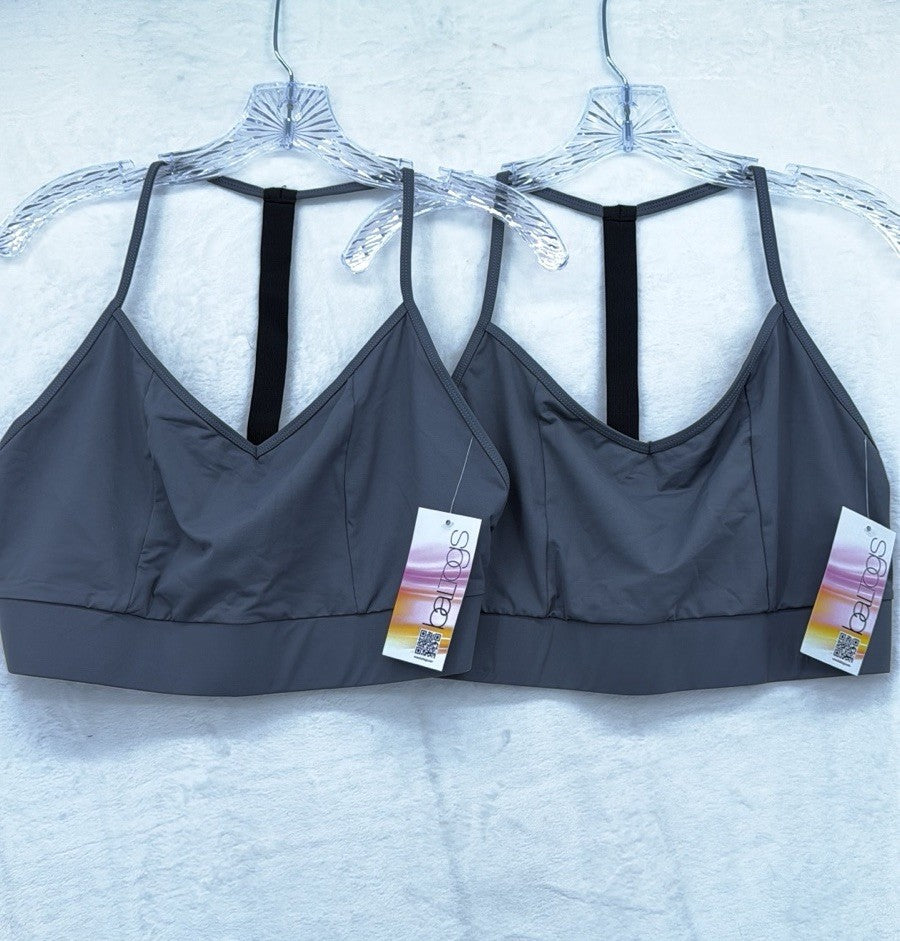 BalTogs Bra Top XL Womens Dance Dancewear Gray Bal Togs Sports Lot 2 New NWT