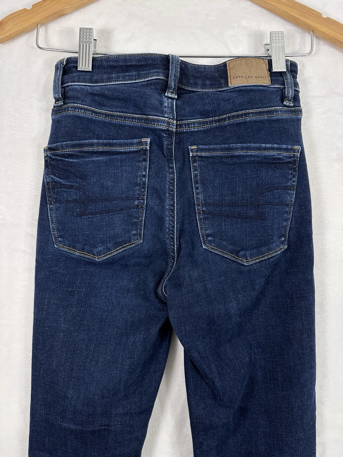 American Eagle 00 Short Super High Rise Jegging Jeans Blue Womens