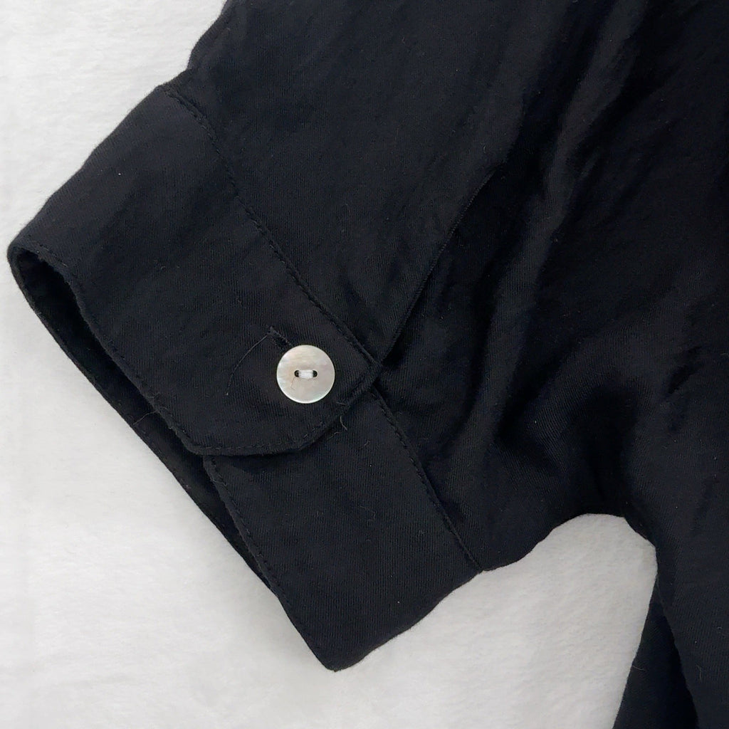 Marla Wynne 1X Top Black Dolman Lagenlook  Art To Wear Button Down Shirt Womens