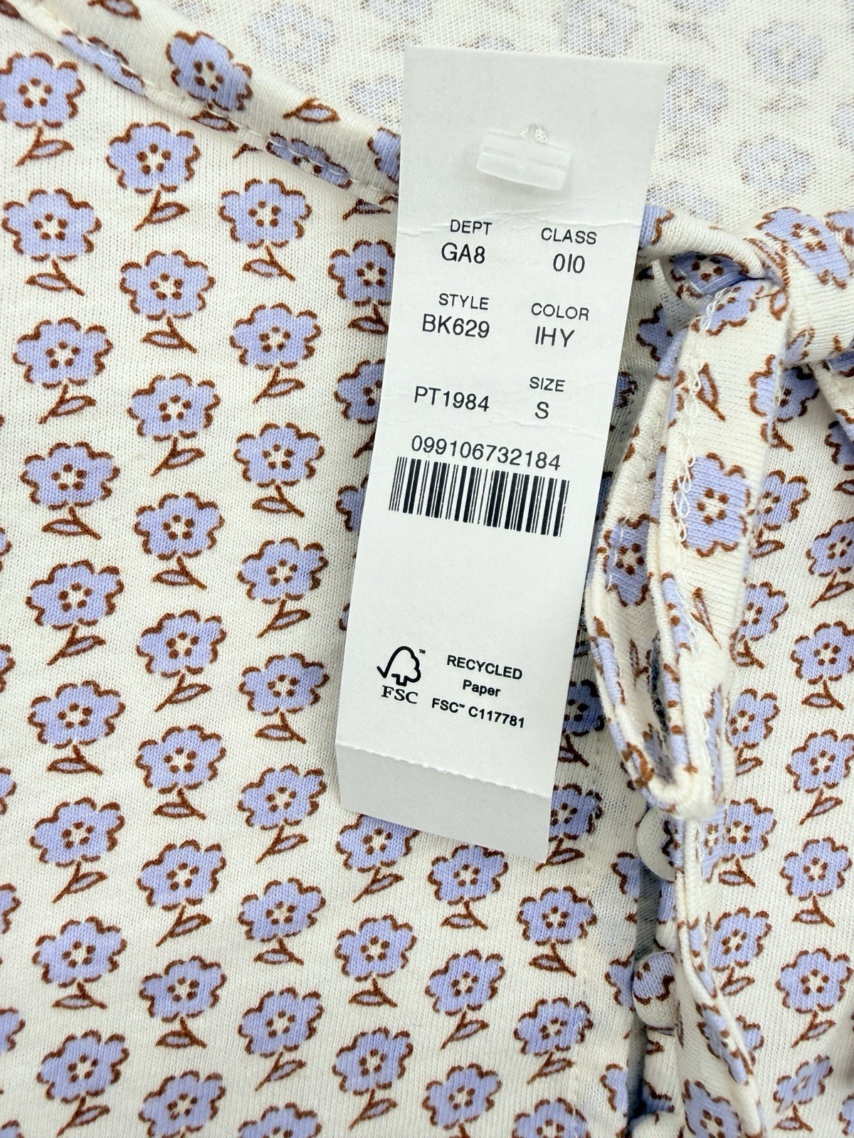 J Crew Top Women Small Broken In Jersey Knit Tie Ballon Sleeve Floral Print New
