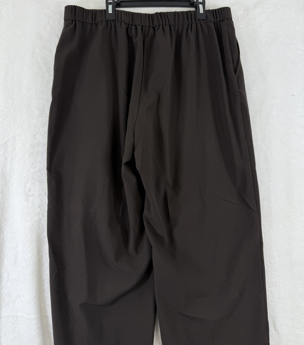 Briggs Pants 16S 16 Short Brown Flat Front Back Elastic Womens 16 Straight Leg