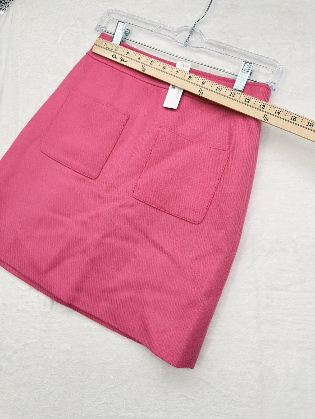 J Crew Wool Mini Skirt 0 Patch Pockets Bright Pink Lined A Line Womens New NWT