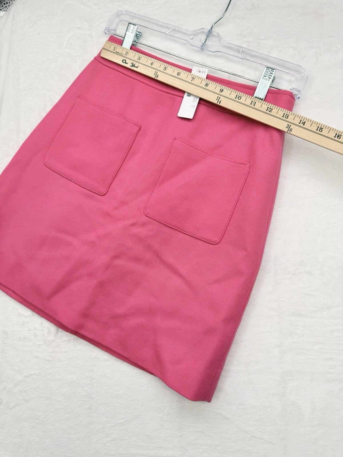 J Crew Wool Mini Skirt 0 Patch Pockets Bright Pink Lined A Line Womens New NWT