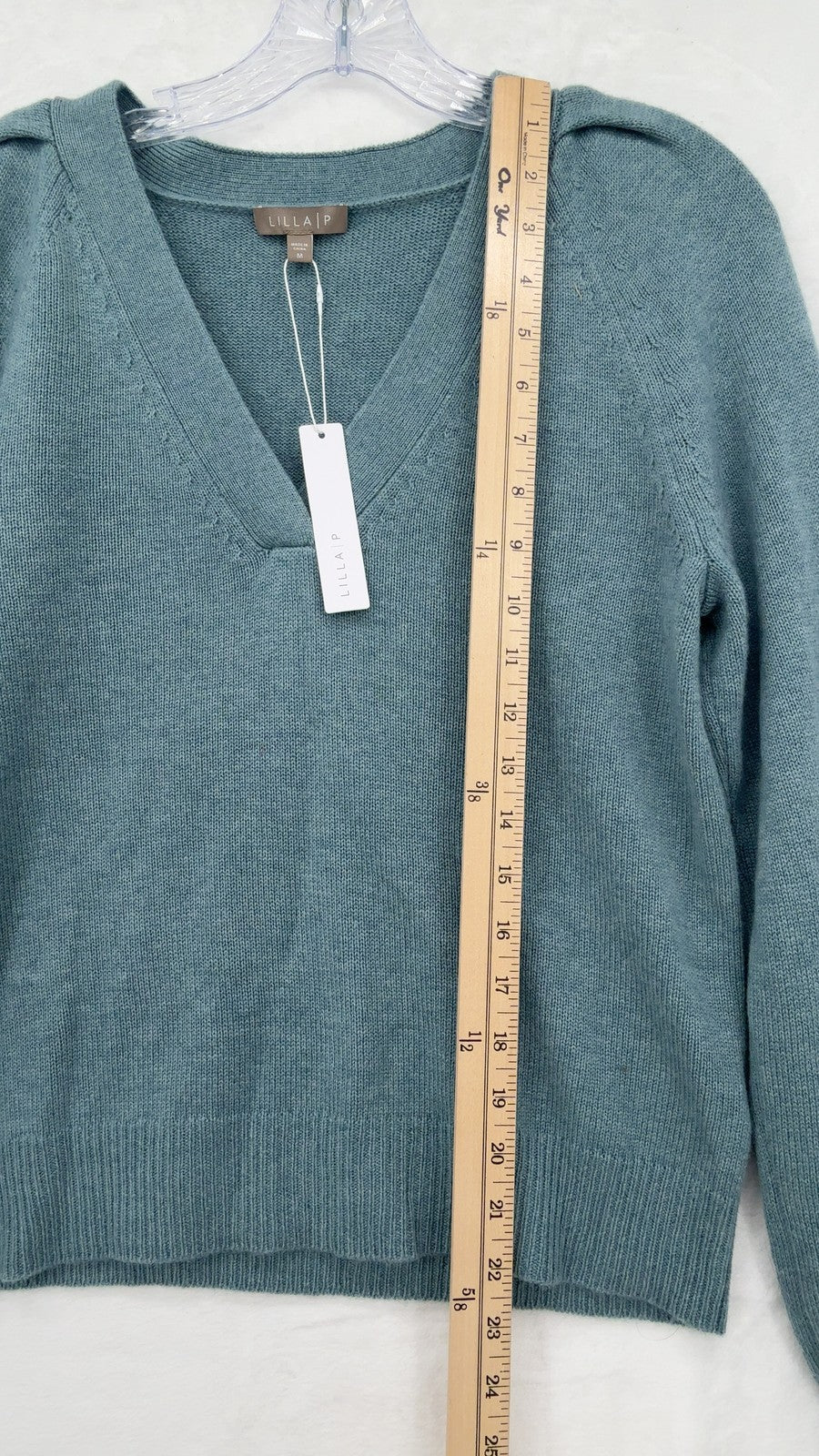 Lilla P Sweater Medium Womens Blue Cashmere Blend Merino Wool New NWT