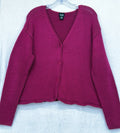 Eileen Fisher Medium Sweater Cotton V Neck Cardigan Raspberry Pink