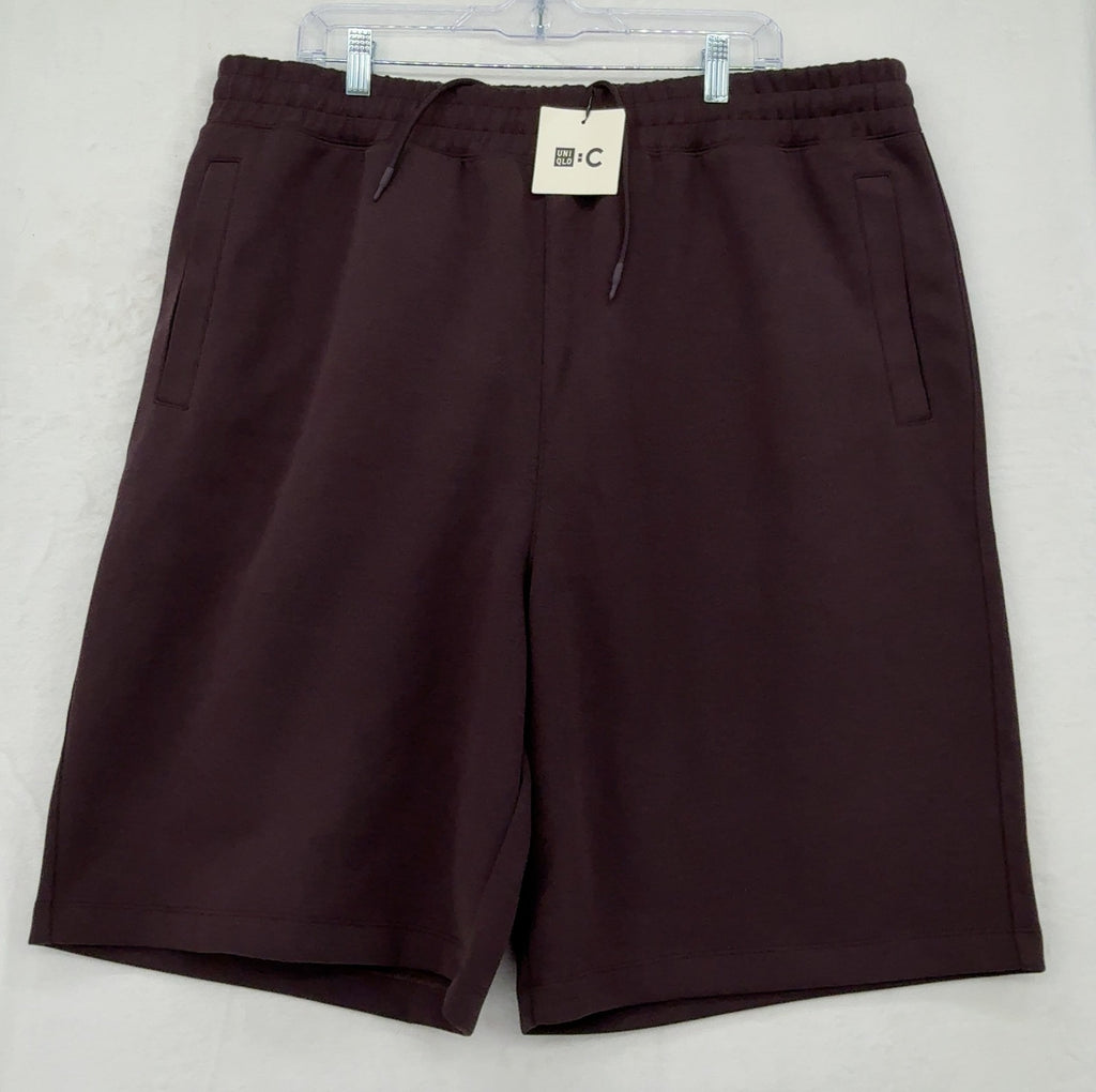 Uniqlo C Sweat Wide Shorts 3XL Mens Wine 10”  Elastic Waist Drawstring New NWT