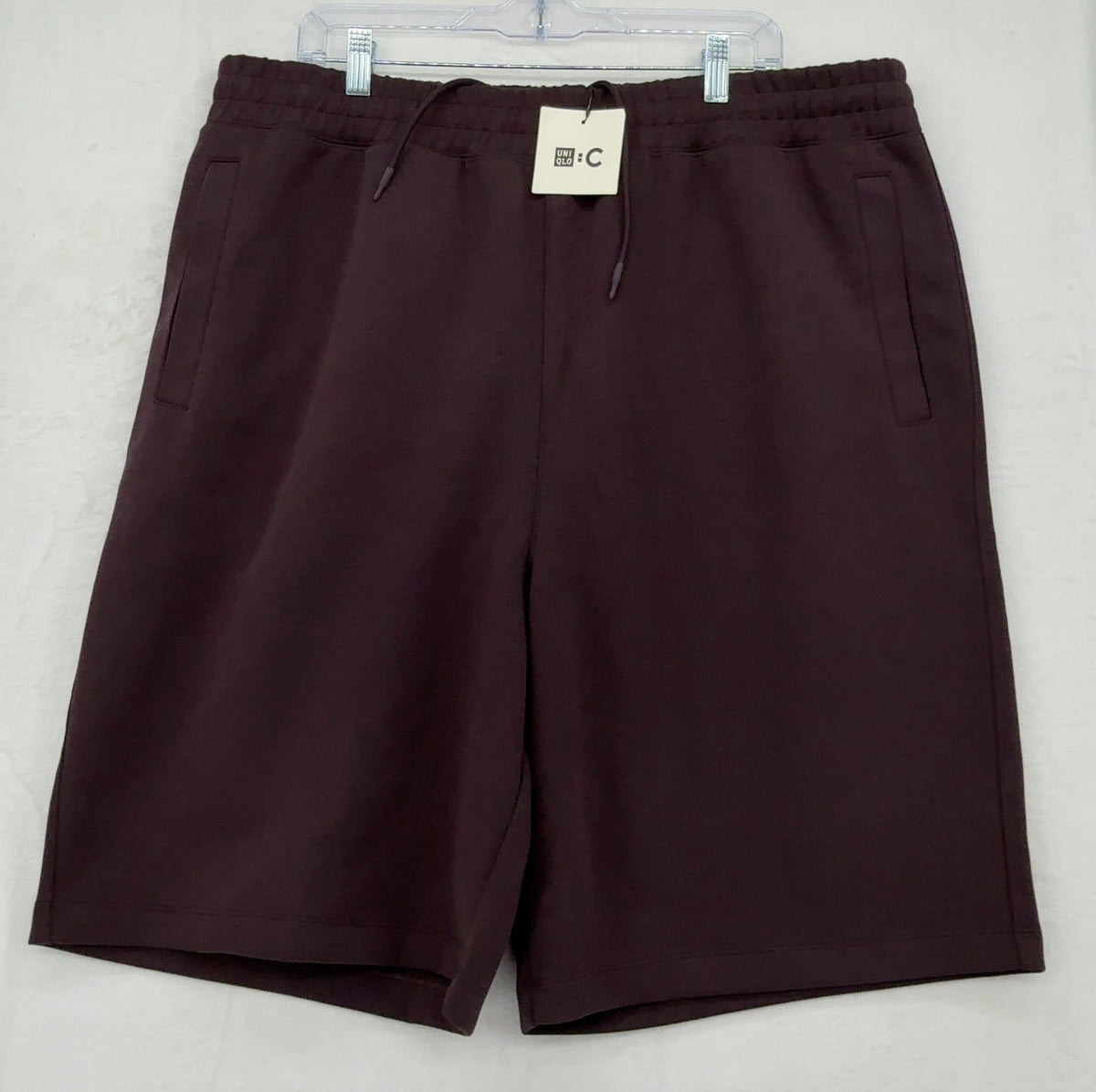 Uniqlo C Sweat Wide Shorts 3XL Mens Wine 10”  Elastic Waist Drawstring New NWT