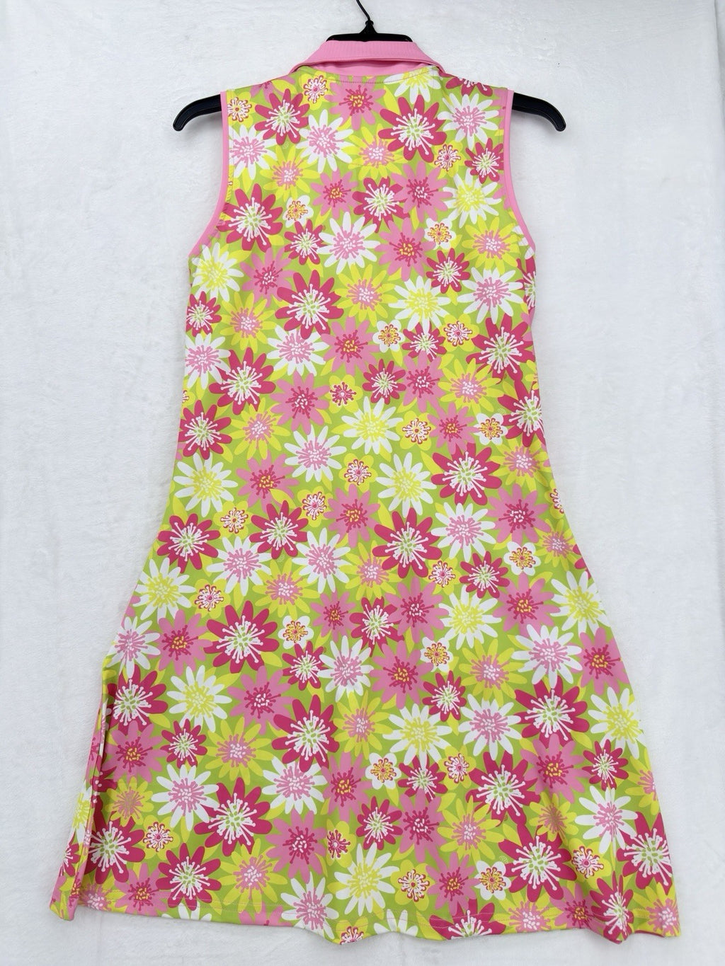 Ana Claire Dress Small Active Sleeveless Polo Fit Flare Pink Floral Women New