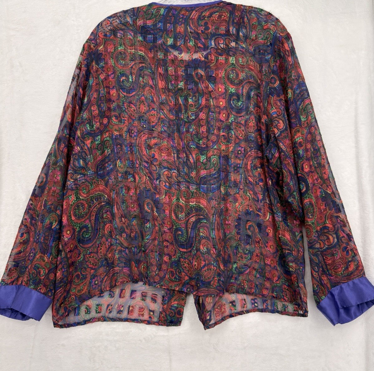 Vintage Victoria's Secret Gold Label Large Purple Paisley Sheer Top 80s Pajama