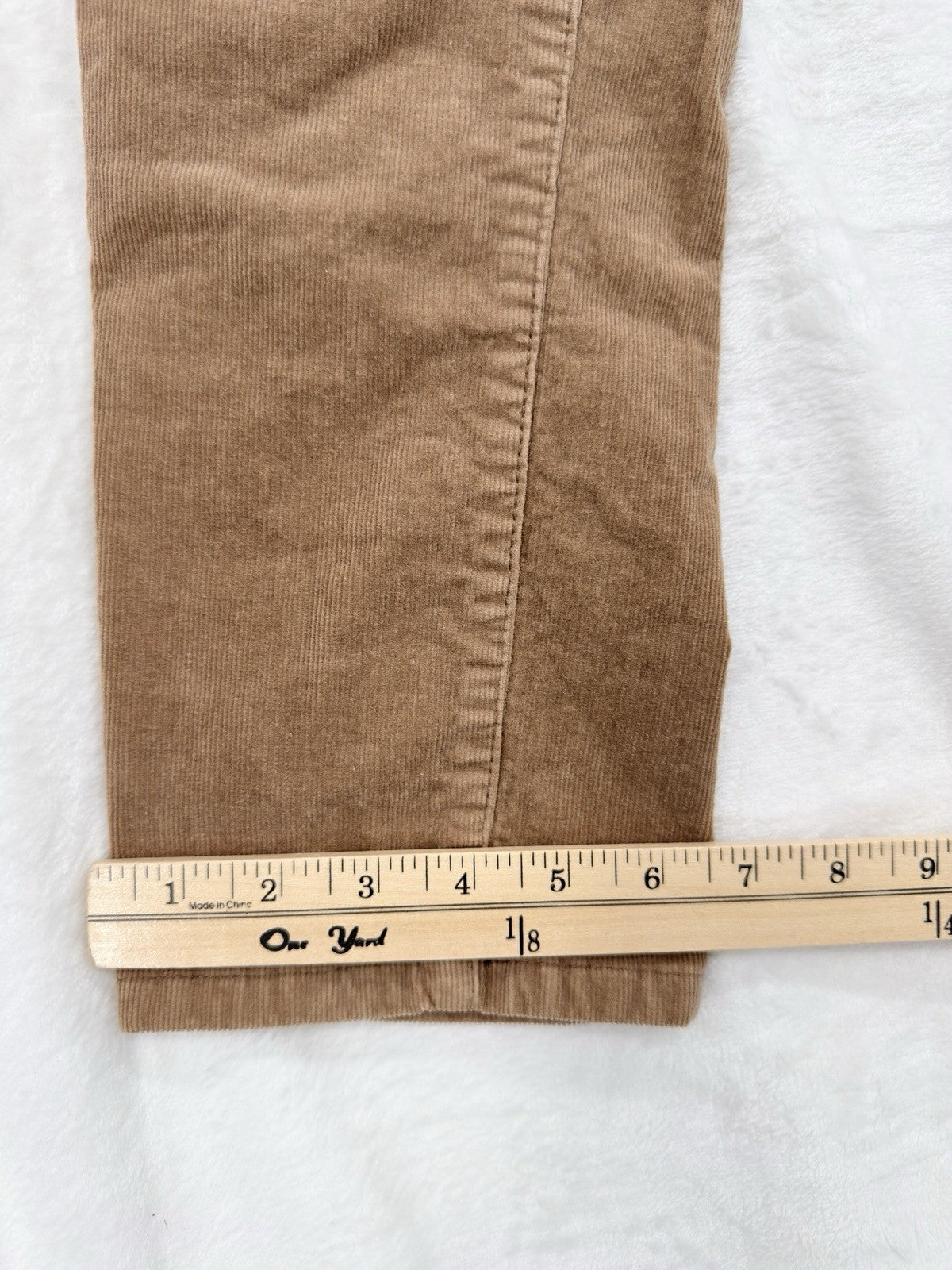 Talbots High Waist Straight Leg Corduroy Pants 4P 4 Petite Womens Camel Beige