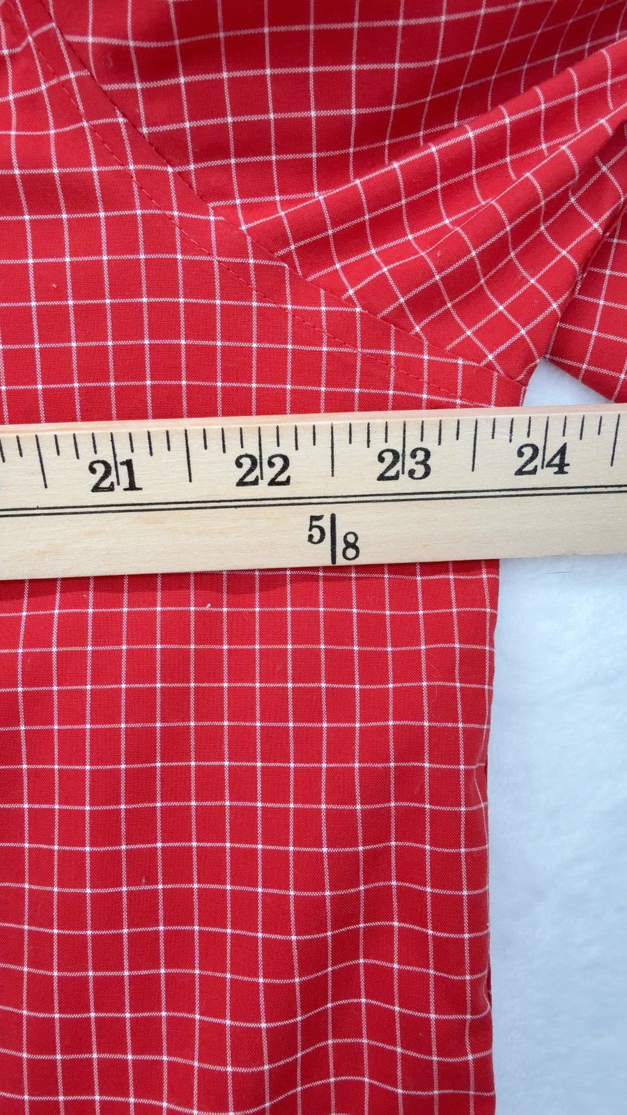 LL Bean Button Down Shirt Large Men Red Check Short Sleeve Comfort Stretch