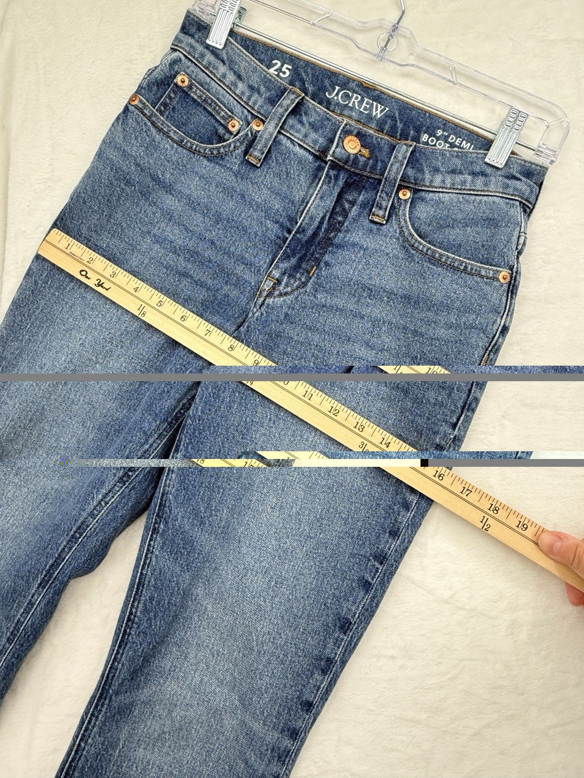 J Crew 9” Demi Boot Crop Jeans 25 Blue Denim Womens Cropped Mid Rise