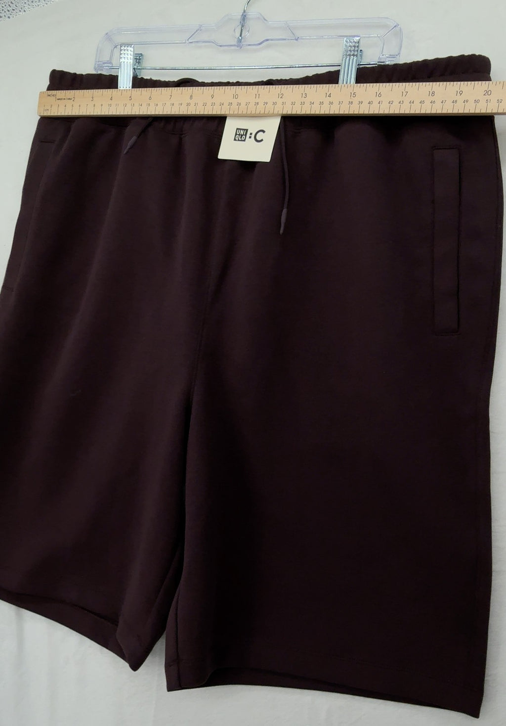 Uniqlo C Sweat Wide Shorts 3XL Mens Wine 10”  Elastic Waist Drawstring New NWT