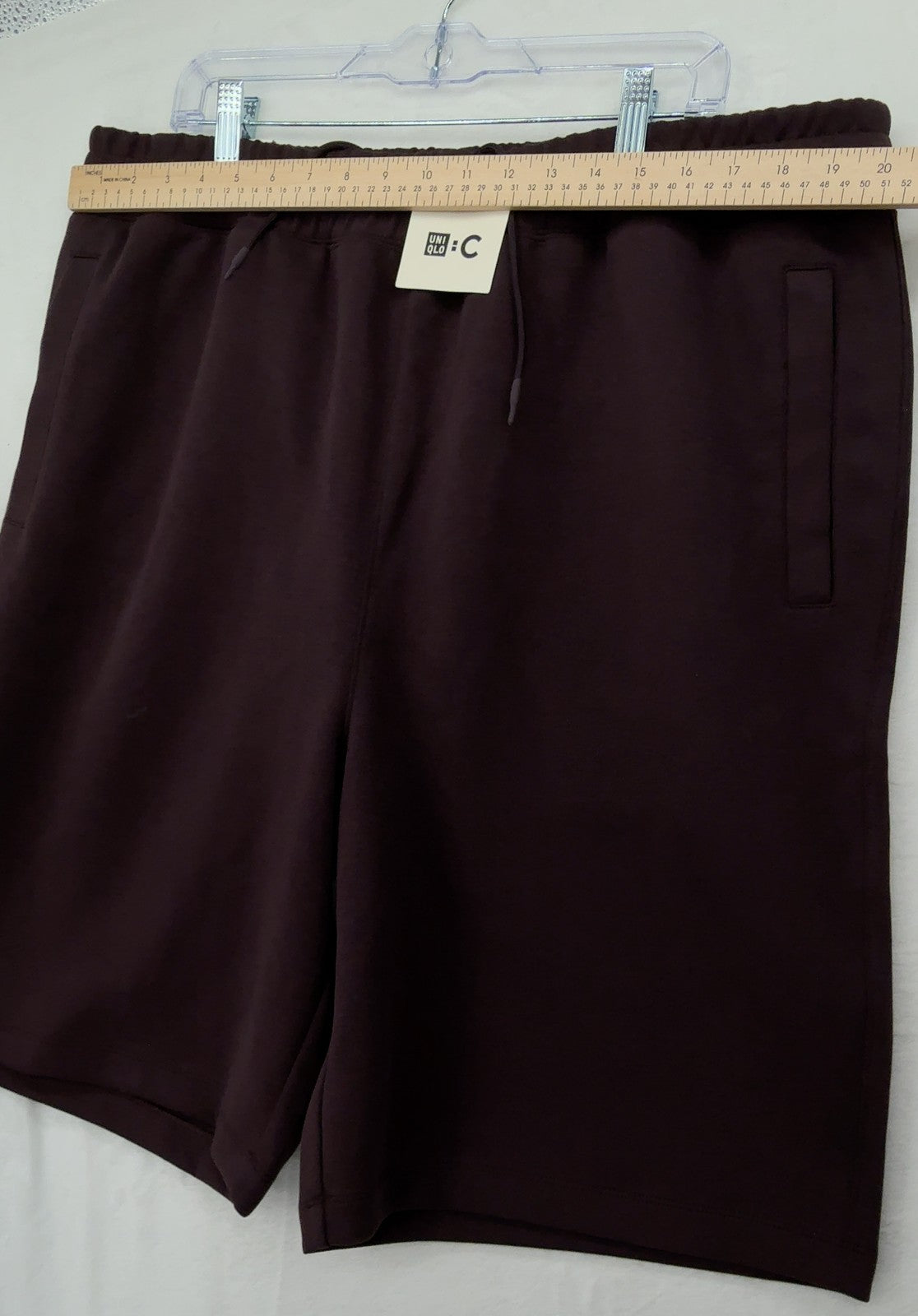 Uniqlo C Sweat Wide Shorts 3XL Mens Wine 10”  Elastic Waist Drawstring New NWT